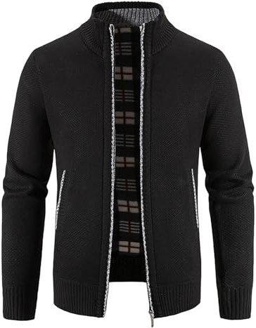 Cardigan Homme Manteau Hiver Gilet Laine Veste Zippée Vestes De Sport Tricot Polaire Zippé Bombers Chaud Décontractée Pulls Fourré Automne Sweat Pull Blouson Coupe Vent Mi Saison