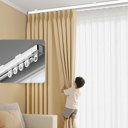 Binario Per Tenda In Alluminio 85 100 200 300 350 420cm, Soffitto E Parete, Scorrevoli Scorritenda Binari Per Tende, Per Soggiorno, Camera Da Letto, Doccia, Divisorio Privacy, Finestre(85-150cm)