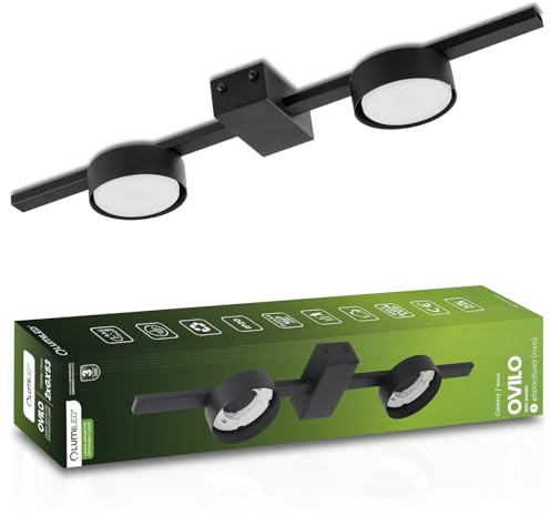 Lumiled bygglampa, taklampa, takspotlight, takspotlight, 2 ljuskällor, spot för tak, spotlight, taklampa, inomhu, spotlights, downlight, svart, rund, GX53-sockel 230 V, vägglampa