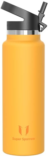 Super Sparrow Botella de Agua Acero Inoxidable - Botella Termica Boca Ancha con Paja 1.5L - Sin BPA, para Gimnasio, Deporte, Oficina, Yoga, Ciclismo