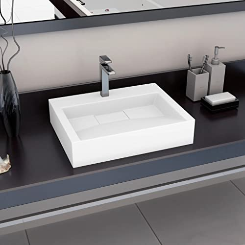 Lavabo with fonte minérale, design moderne, vasque à poser salle de bain, lavabo salle de bain, meuble vasque salle de bain, lave main, blanc, 60 x 38 x 11 cm