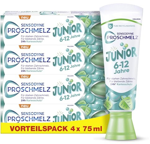 Zahnpasta - Sensodyne ProSchmelz Junior, Zahncreme Kinder für 6-12 Jahre, für die bleibenden Zähne, für starken Zahnschmelz und zum Schutz vor Zuckersäuren, 75ml