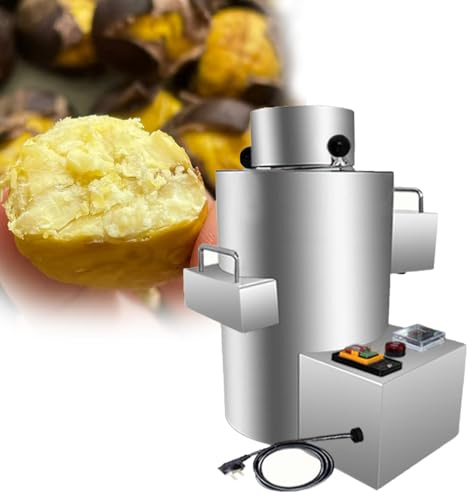 MINHUIJIHUI Máquina Eléctrica Profesional para Pelar Castañas, Máquina Comercial para Pelar Nueces, Temporizador + Zumbador, 220 V - 8 Cuchillas,Alta eficiencia y fácil