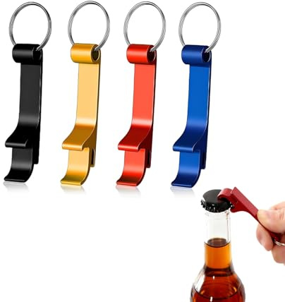 4 Piezas Llavero Abridor De Botellas, Llaveros Abrebotellas con Anilla, Abrebotellas Mini Multifuncional, Abridor de Cerveza Aluminio, para Cerveza De Jugo Beber