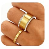 Emibele 3 Pack Stackable Gold Rings for Oura Ring Gen 3/Oura Ring Gen 4, 14K Gold Plated Stainless Steel No Tarnish Gold Stacking Ring, Cubic Zirconia Oura Stack Rings, Jewelry Gifts for Women, Size 8