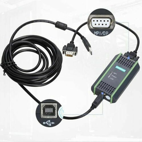 Gettimore Adaptateur PC USB-MPI pour Siemens S7-200/300/400 PLC, câble de programmation RS485 avec protection contre les surtensions, adaptateur automatique 187,5 Kbps, distance de 1000 m