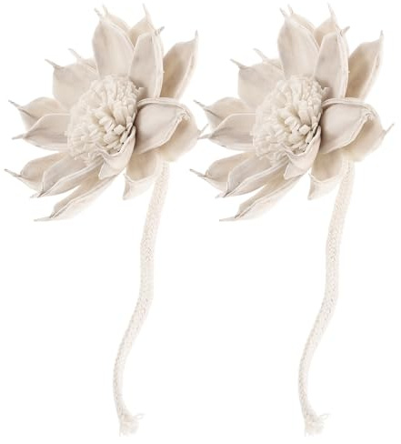 TOBBOMEY Diffusore di Fiori Secchi con Corda – Set 2 Pezzi Bastoncini Diffusori per Aromaterapia Naturale, Profumo di Gardenia per Bagno, Soggiorno e Camera da Letto, Accessori Decorativi