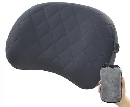 CHARMNAIL Uppblåsbar rese- och campingkudde, lätt kudde för flygplan och vandring, ergonomisk kudde med avtagbar kudde, kompakt ventil med en knapp, med bärväska (svart)