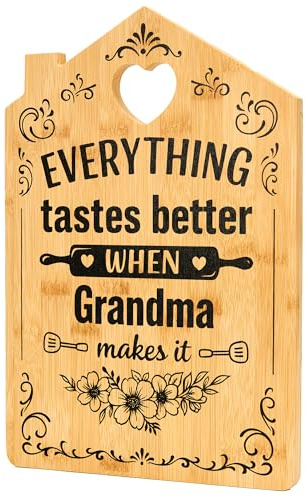 Grandma Gifts, Personalized Bamboo Cutting Board for Grandma | 12.3 x 8.7 in bamboo cutting board with engraved message; practical keepsake gift for Christmas, birthdays and Mother's Day
