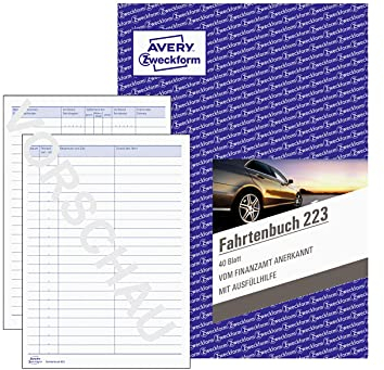 AVERY Zweckform 223 Fahrtenbuch (für PKW, vom Finanzamt anerkannt, A5, 80 Seiten|858 Fahrten, für Deutschland & Österreich zur Abgrenzung privater/geschäftlicher Fahrten)