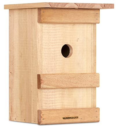 Windhager Nistkasten Birdy, Vogelhaus Brutkasten Nisthilfe Vogelnistkasten, aus Massivholz, inklusive Aufhängevorrichtung, 17 x 17 x 24,5 cm, 06961, Holz