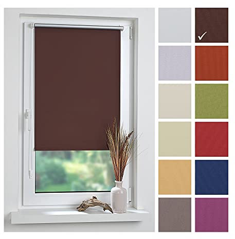 Liedeco® Rollo Klemmfix Thermobeschichtet - 75 x 150 cm braun (B x H) / lichtundurchlässig verdunkelnd stufenlos verstellbar/kein Bohren; Klemmen/Klemmfix Rollo Sonnenschutz Sichtschutz