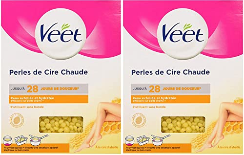 Veet Epilation Perles de Cire Chaude - Cire d'abeille 100% naturelle - 230 g - Lot de 2