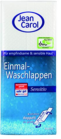 Jean Carol Einmal-Waschlappen, Sensitiv, Vorteilspack 13er Pack (13 x 28 Stück), trockene Tücher für die Pflege zuhause und unterwegs