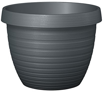 Scheurich Country Star, Pflanzgefäß aus Kunststoff, Metallic Grey, 48 cm Durchmesser, 36,7 cm hoch, 40 l Vol.