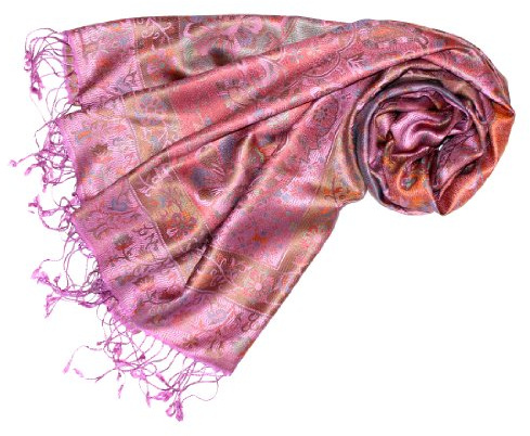 Lorenzo Cana Luxus Pashmina damhalsduk jacquard vävd 100 % siden 70 cm x 190 cm paisley mönster sidenhalsduk sidenduk sidenpashmina harmoniska färger 78076