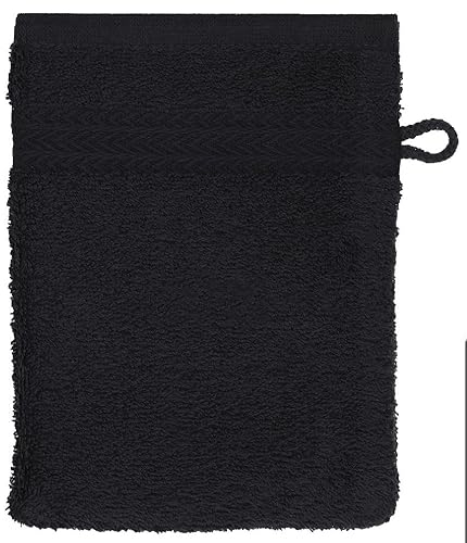 Betz Manopla de baño Guante para lavarse 100% algodón tamaño 16x21 cm con Colgador de cordón Premium de Color Negro