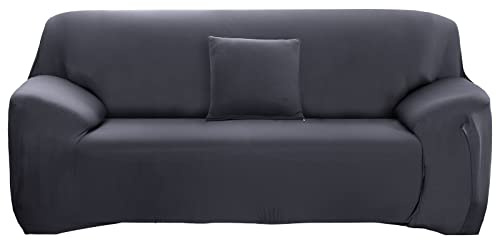 ele ELEOPTION Sofa Überwürfe Sofabezug Stretch elastische Sofahusse Sofa Abdeckung in Verschiedene Größe und Farbe Herstellergröße 235-300cm (Grau, 4 Sitzer für Sofalänge 220-300cm)