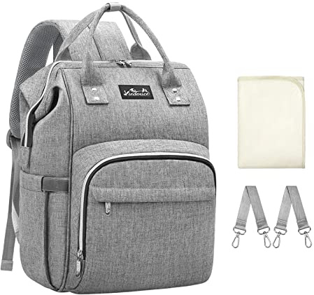 Viedouce Mochilas para Pañales Biberones,Bolso del Bebé Mamá,Multifuncional Impermeable con Estilo Oxford Bolso Pañal de Gran Capacidad,Aislado Bolsillos Mochil Atérmica (gris)