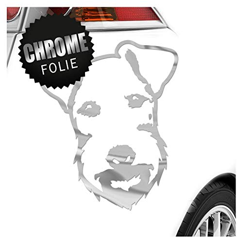 Kiwistar - Autoaufkleber - lakeland terrier Hund - Chrom - 24x20cm - Aufkleber Auto, Laptop, Fahrrad, LKW, Motorrad mehrfarbig JDM Decal Racing