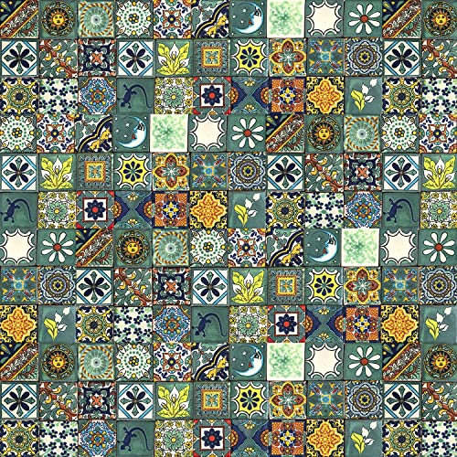 Mexican Ceramic Tiles - Verdicino by Cerames - 120 Decorative Mexican Mosaic Tiles for Bathroom, Kitchen, Shower, Stairs, Living Room, Kitchen backsplash | Mexican Tiles backsplash 5x5 cm