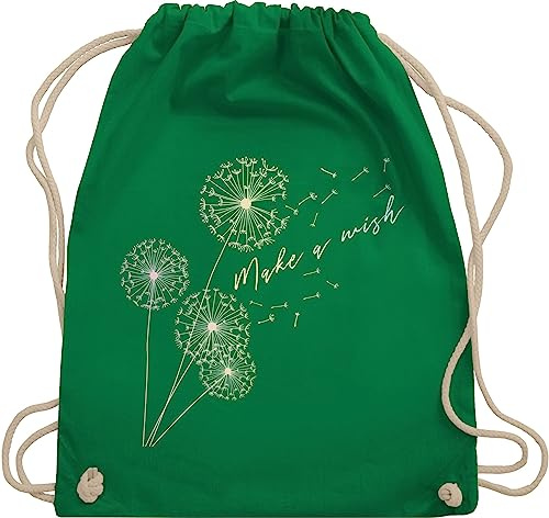 Turnbeutel Rucksack - Sprüche Statement - Pusteblume Flower - Unisize - Grün - beutel mit blumenmuster statements wish stoffbeutel damen floral sprüchen￼ wish. beuteltasche groß blumen kind