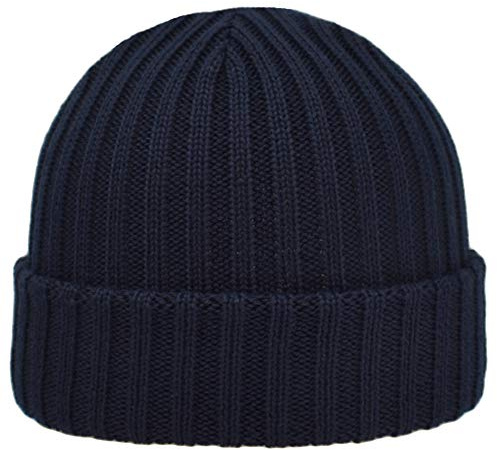 Berretto Cuffia di Pura Lana Milano | Essenziale e Fatta per durare | Unisex | Made in Italy (Blu, 59-62)