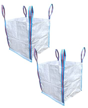 A&A SUPPLIES UK - 2 x 1/2 Half a Tonne FIBC Bulk Builders Bags Strong Garden Waste Heavy Duty Industrial Woven Material Jumbo Sacks Ton GB (2)