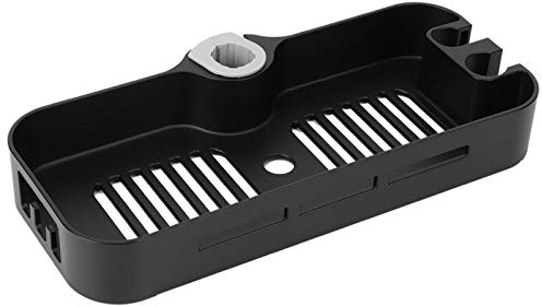 Jabonera para barra de ducha, carrito de ducha sin perforación, bandeja para barra de ducha, estante de almacenamiento negro para barra de ducha con soporte para cabezal de ducha, accesorios de baño