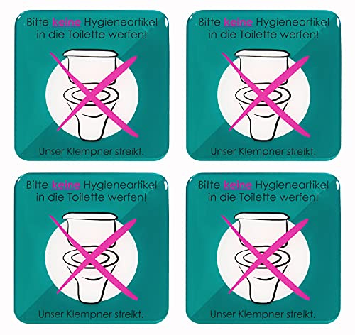 BIKE-label Schild 3D Aufkleber 80 x 80 mm 4 Stück keine Hygieneartikel ins Klo 900219VE