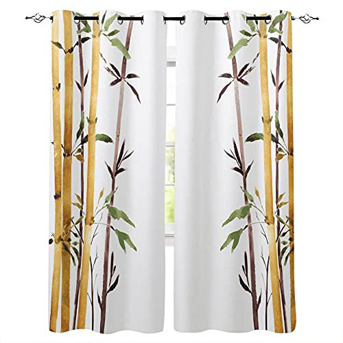 ZZDXL Verdunklungsvorhänge Weißer Bambus Vorhang Wohnzimmer 2Er Set,Vorhang Blickdicht Für Kinderzimmer,Gardinen Mit Ösen Schlafzimmer,Blackout Curtain 2X91.5X214Cm