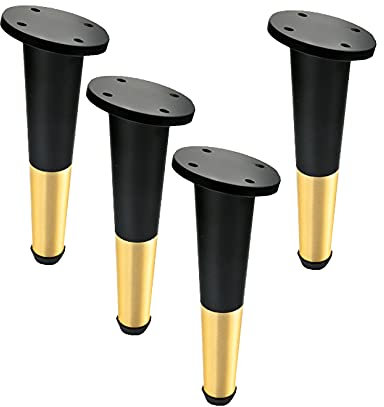 Höhe 97 mm Abschrägung Reines Kupfer Möbelfüße Einstellbar Metall Sofafüße Möbelfüsse Tischbeine Schrankfüße Möbelbeine Verwendet für Couchtische TV-Schränke 4 Stück (Black Copper)