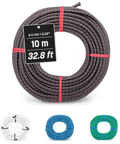 MAGMA Elastisches Seil | Gummiseil mit 6 mm Durchmesser | Für Angeln, Segeln, Bootfahren, Camping & Tarpaulin-Planen | Für Innen, Außen, Küche, Werkstatt & Garten (10, Schwarz)