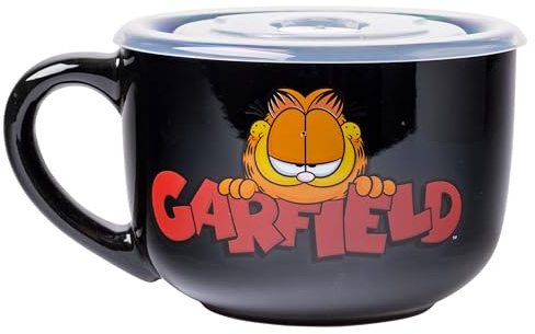 Silver Buffalo Garfield Suppentasse aus Keramik mit belüftetem Kunststoffdeckel, 680 ml, 1 Stück