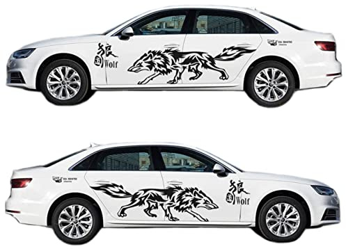 Auto Aufkleber Wolf Totem Personalisierte modifizierte Körper Sticker ganze Auto Aufkleber 63 Zoll (Schwarz)