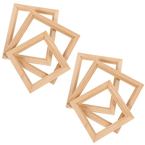 NUOBESTY 6Pcs Hölzernen Fotorahmen Mini Fotorahmen Bildmalerei Bildrahmen Quadratische Fotorahmen Poster Holzrahmen für Mini House Supplies Dekor Dekor