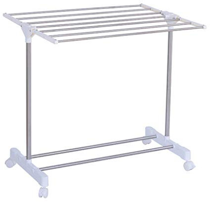 WANWEN Tendedero Plegable para Ropa, tendedero, bañera, toallero con Rueda, Zapatos para Sala de Estar, Soporte para Maceta, balcón, Estante multifunción, Ahorro de Espacio Little Surprise