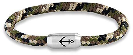 Paris Montana Anker Gravur Segeltau Unisex Armband Unisex Geflochten Handmade Hochwertiger Magnetverschluss Durchmesser 6mm (20, Camouflage)