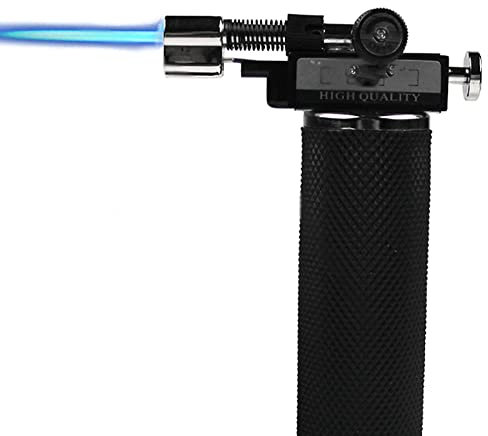 Mini briquet chalumeau, coupe-vent, torche butane avec verrouillage de sécurité, flamme réglable rechargeable, pour desserts, soudure, barbecue et pâtisserie (gaz butane non inclus).
