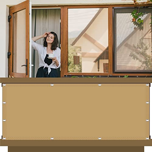 Balkon Sichtschutz Seitenmarkise 100 x 650 cm Ohne Bohren Windschutz Schattenspender PB2 PES 100% Polyester für Balkon Garten Balkongeländer, Creme Farben