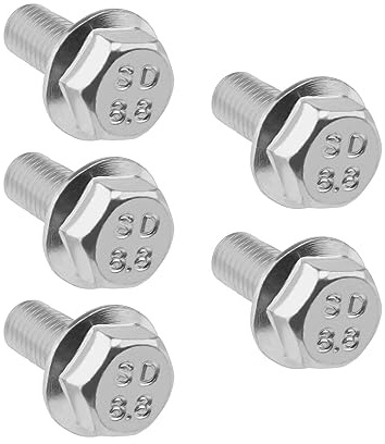 5 Stück Linksgewindebolzen M8 X 18 Mm Vollgewinde-Sechskantflanschschrauben aus Kohlenstoffstahl für Bohrfutter, Handbohrmaschine, Schneidemaschine, Silber