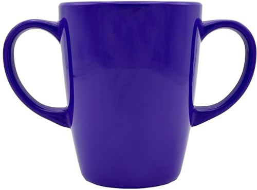 Rosa Lifestyle Two Handled Melamine Mug – Lightweight 126g, 400ml/14oz Capacity – Daily Living Mobility Aid for Elderly, Dementia, Tremors, Arthritis, & Weak Grip (Purple)