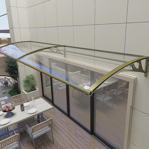 Vordach Haustür,Transparent Haustürvordach aus Aluminium und Polycarbonat Schutz Gegen Regen und Uv-Strahlen,Türvordach Haustürdach Pultvordach,Türdach Pultbogenvordach (120x200cm/47 x79)
