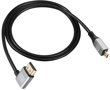 RIIEYOCA 90 grados ángulo recto UHD 8K HDTV Macho a Micro HDTV Macho 18Gbps de alta velocidad 2.1 Cable extendido soporta 8k @ 60Hz, 1080p, ARC, 3D, para DVR, HDTV, (Right Angle,1m)