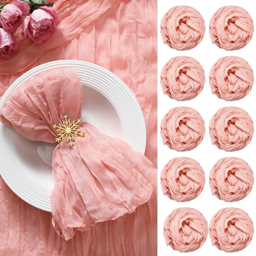 100 Stück Musselin-Servietten, 50 x 50 cm, Dinner-Servietten, gefaltete dekorative Stoffservietten für Zuhause, Hochzeit, rustikale Tischdekoration (Rosa)