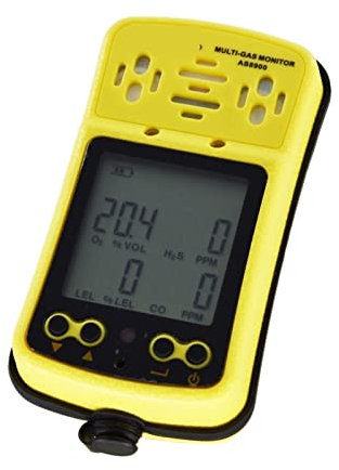 Rilevatore di gas, monitor di gas, Smart Sensor AS8900 Rilevatore multigas portatile Monitor 4 in 1 O2 H2S CO Gas combustibile Ossigeno Solfuro di idrogeno Monossido di carbonio per monitoraggio dell'
