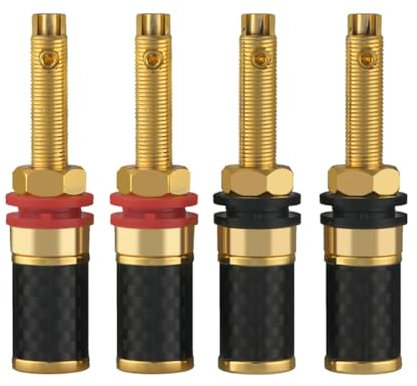 Graootoly 4Pcs HIFI Audio Binding Post Female Banana Jack Connector AMP Banana Plug Socket Long Column without Welding