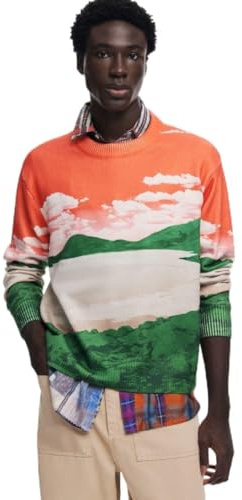 Desigual Men's Man Flat Knit Thin Gauge Jacket Sweatshirt