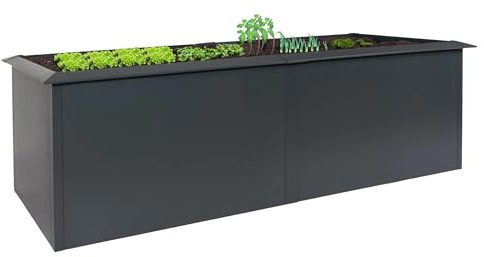 Mendler Hochbeet HWC-N24 Schneckenkante 78x250x90cm anthrazit | Metallhochbeet, Gemüsebeet, Blumenkasten, Pflanzkübel, Eisen 65kg