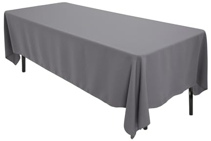 Kapwall Graue Tischdecke, 152 x 260 cm, Polyester, rechteckig, waschbar, Flecken- und knitterfrei, ideal für Hochzeit, Restaurant, Party, Bankett, Dekoration.